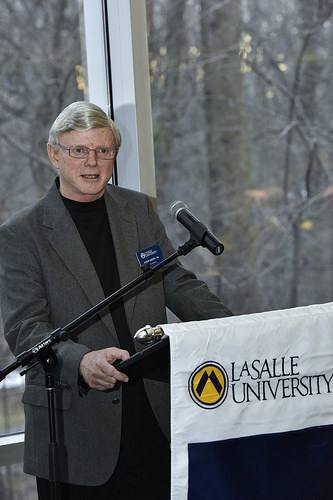 joe at the la salle podium